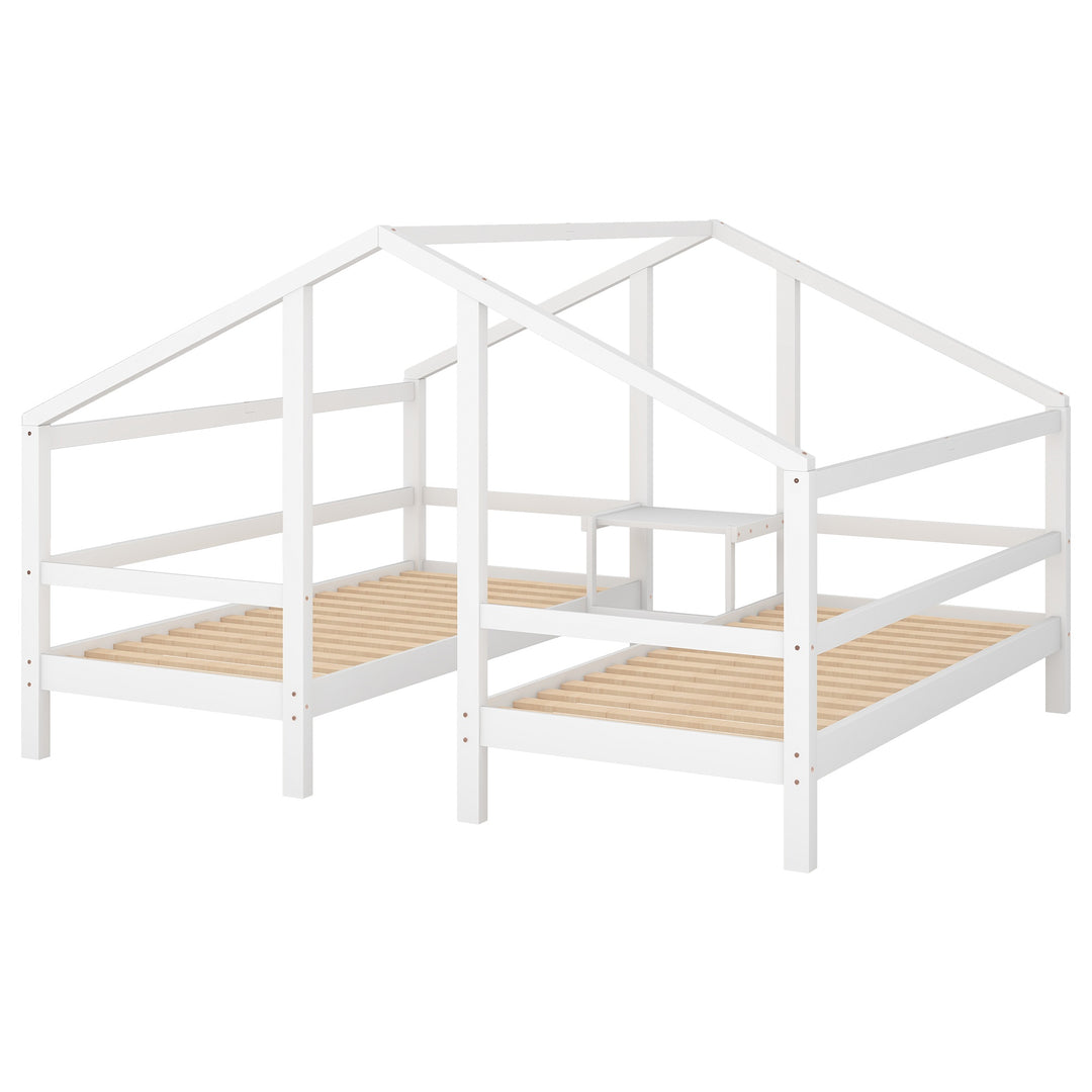 Twin Double Sleeper Bed with Headboard and Slatted Frame