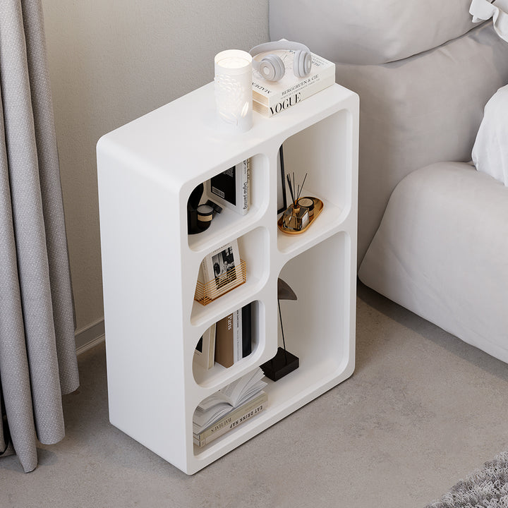 Codiys White Arched Nightstand with Open Display Shelves Art Deco Geometric Bedside Table