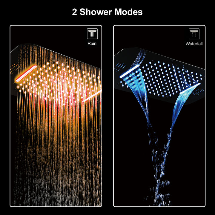 Wall-Mounted 580mm Thermostatic Shower Set in Chrome 4 Functions