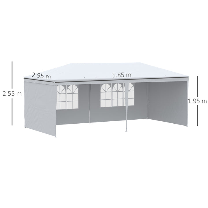 6 x 3 m Party Tent Gazebo Marquee Outdoor Patio Canopy Shelter with Windows and Side Panels White