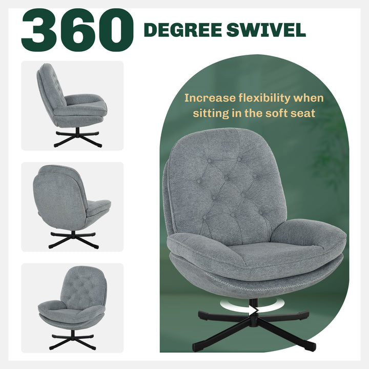 Armchair with 360 Degree Swivel and Wide Padded Seat