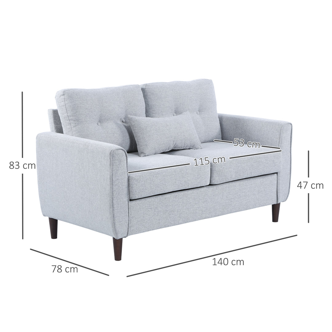 2 Seat Sofa Double Sofa Loveseat Fabric Wooden Legs Tufted Design for Living Room