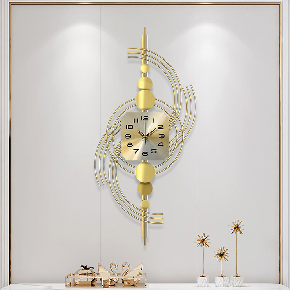 1000mm 3D Modern Metal Oversized Wall Clock with Golden Geometric Frame for Living Room