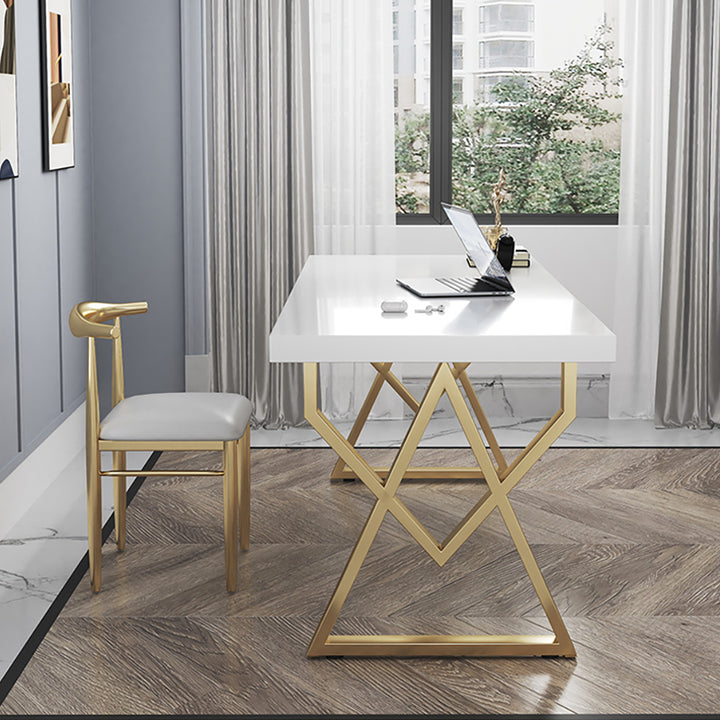 1000mm Modern White Rectangular Writing Desk with Gold Base