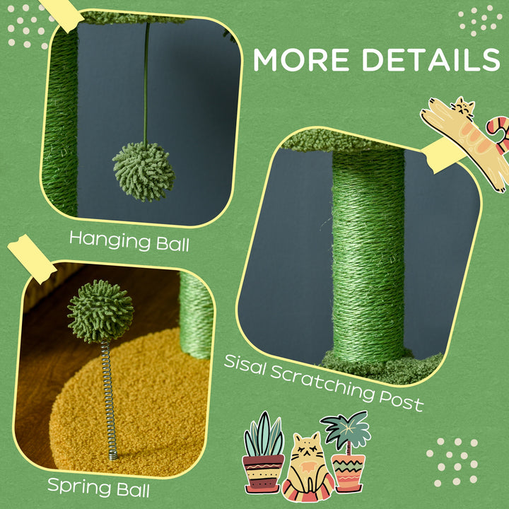 Cactus Cat Tree: Playful 82cm Chenille with Scratching Post & Hammock