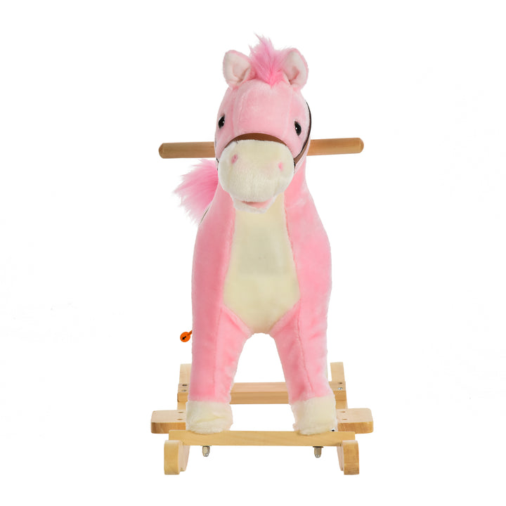 Kids Ride On Plush Rocking Horse w/ Sound Pink