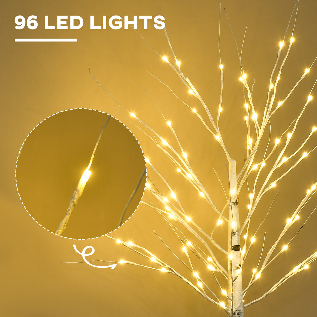 5ft Artificial White Birch Tree Light with 96 Warm White Pre-Lit LED Light for Indoor and Covered Outdoor Use