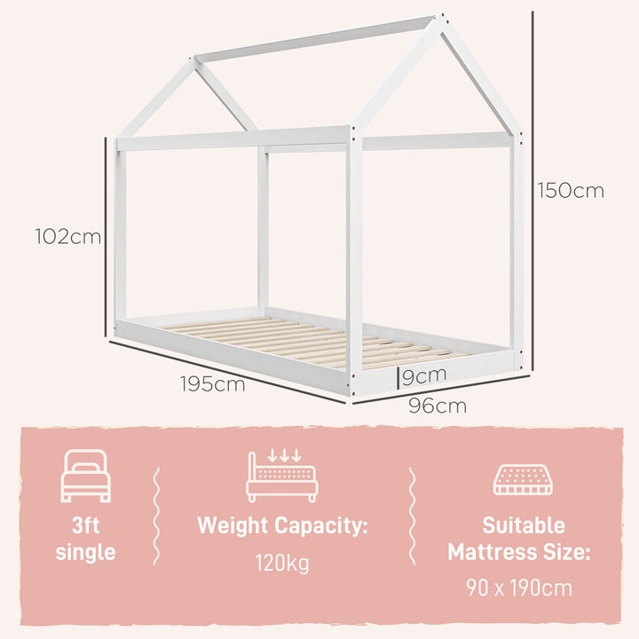 HOMCOM Single Bed Base with House Scandinavian Style