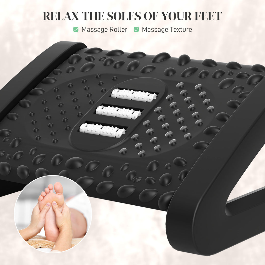 10°-45° Six-Angle Massage Footrest - Black