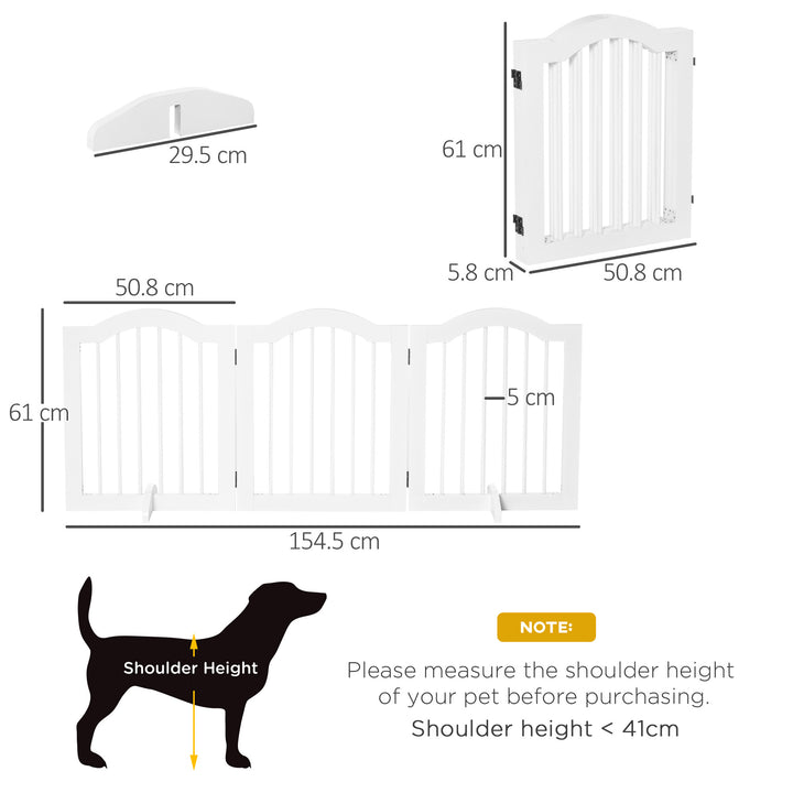 Dog Gate Wooden Foldable Small Sized Pet Gate Stepover Panel w/ Support Feet Freestanding Safety Barrier for House Doorway Stairs