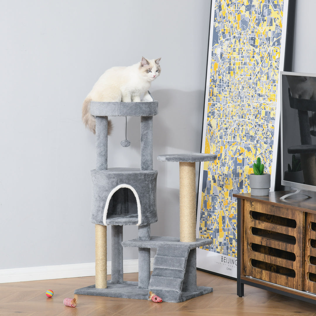 100cm Cat Tree Tower Condo Multi Platform Kitty Cat Center with Climbing Ladder Scratching Post Hanging Toy Ball