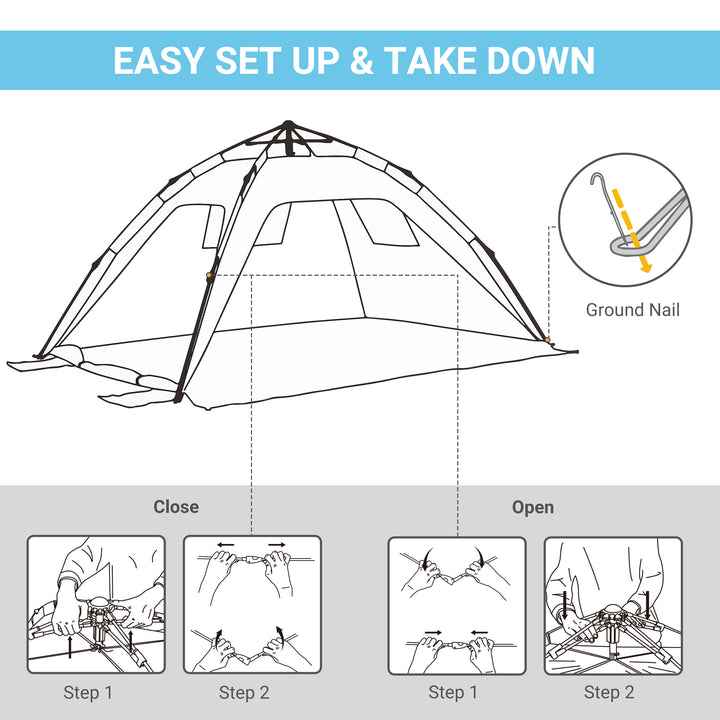 Pop-up Beach Tent: UV Protection Sun Shelter for 1-2 People