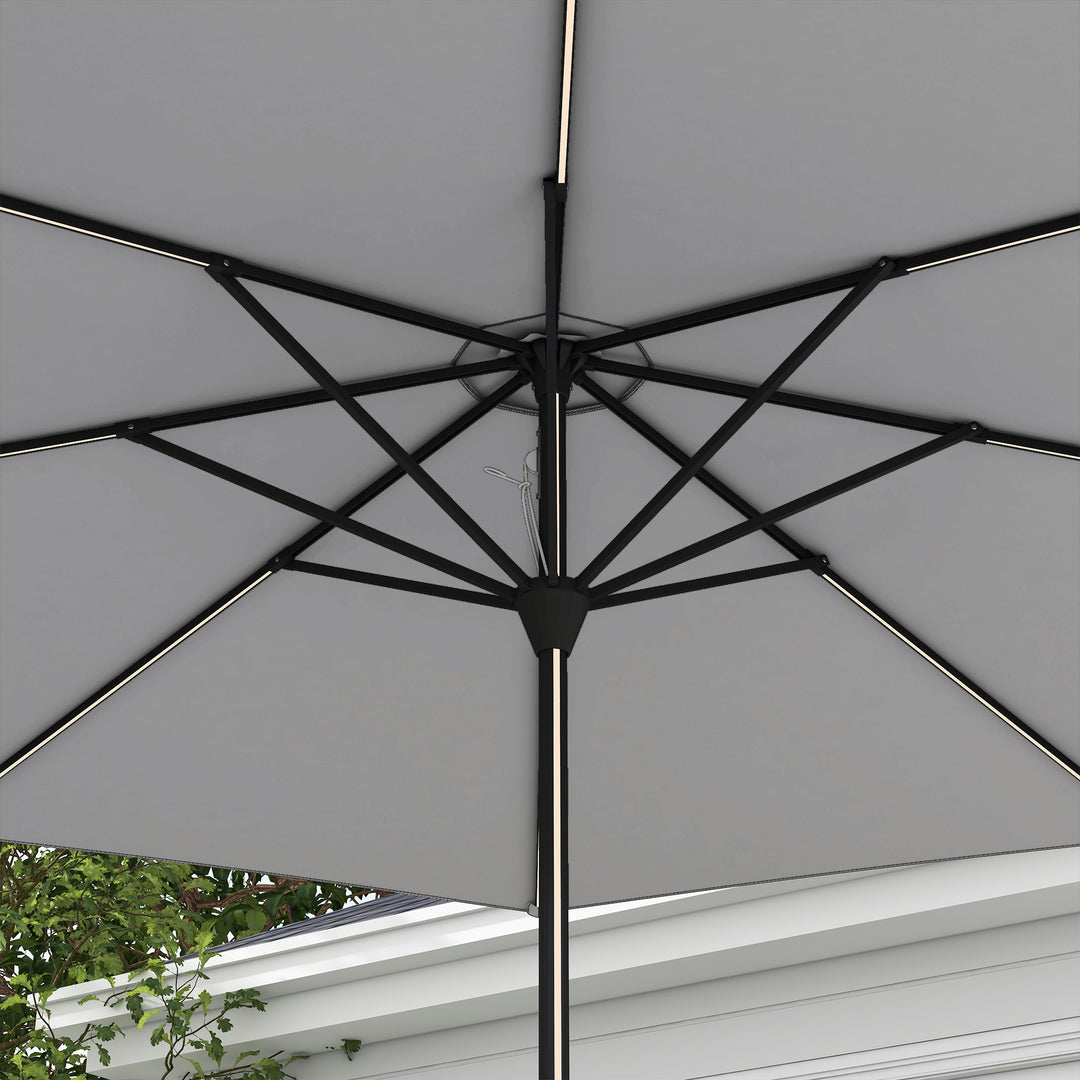 Waterproof Patio Umbrella with Solar-Powered LED Lights