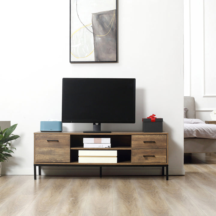 Light Industrial-Style TV Stand Cabinet - Brown/Black