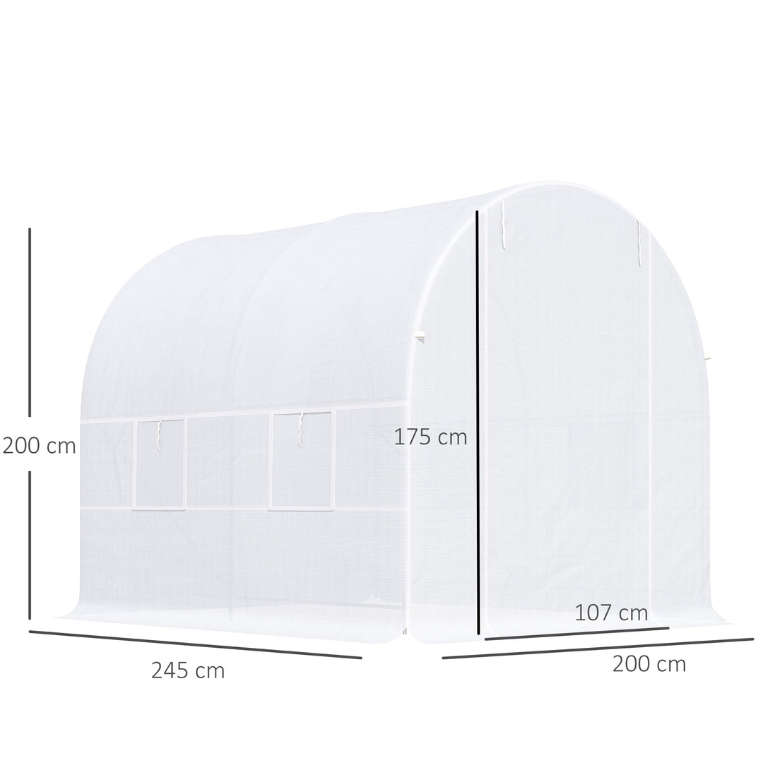 2.5 x 2 x 2 m Large Galvanized Steel Frame Outdoor Poly Tunnel Garden Walk-In Patio Greenhouse - White