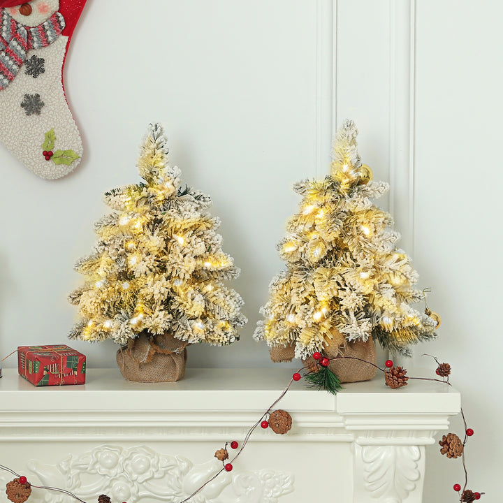 1.5ft Mini Artificial Christmas Trees with Lights Set of 2