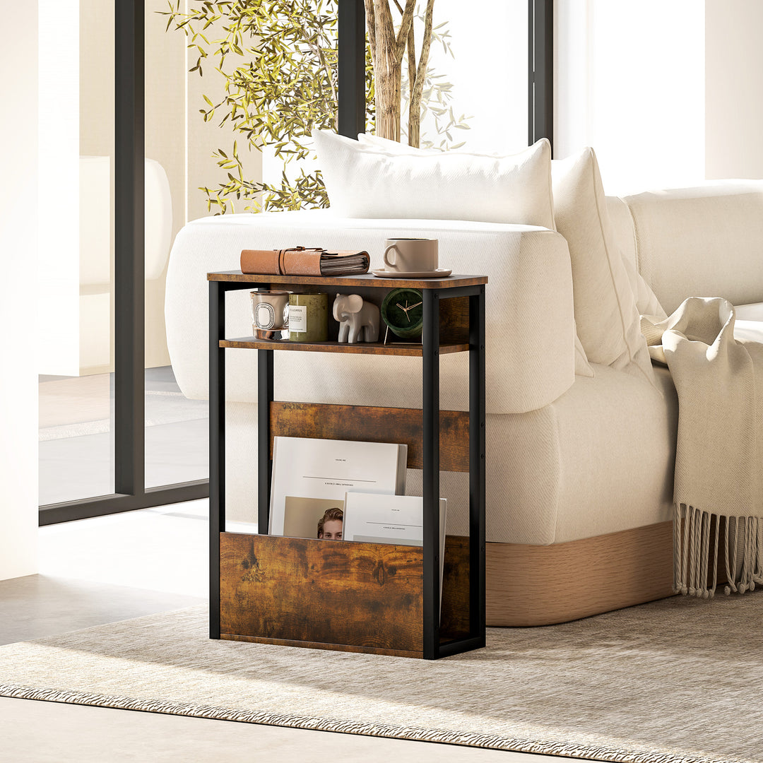 Industrial-Style Side Table - Black/Brown