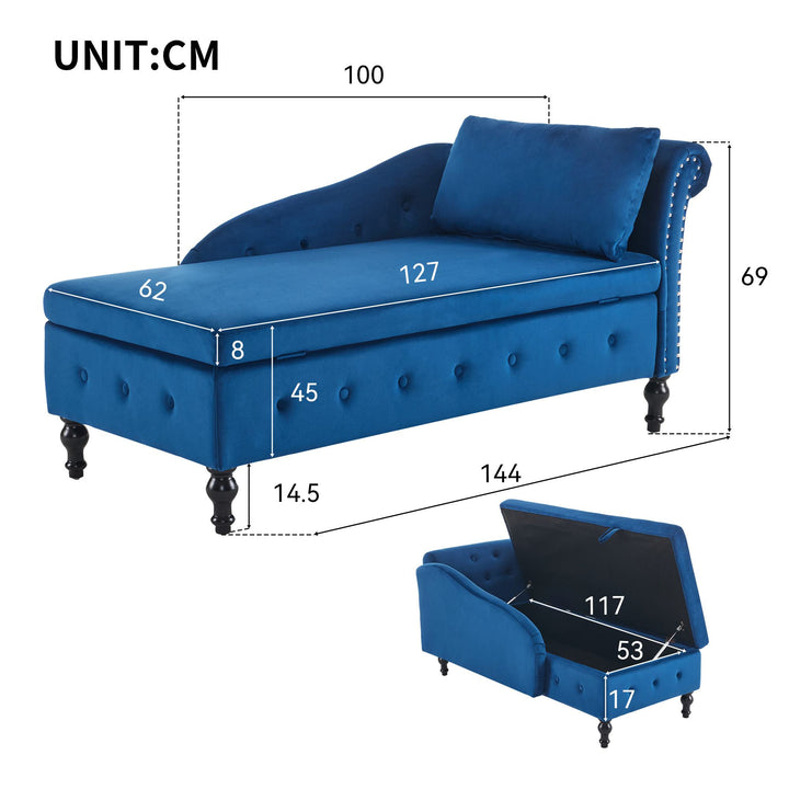 Velvet Upholstered Chaise Sofa Bed with Storage