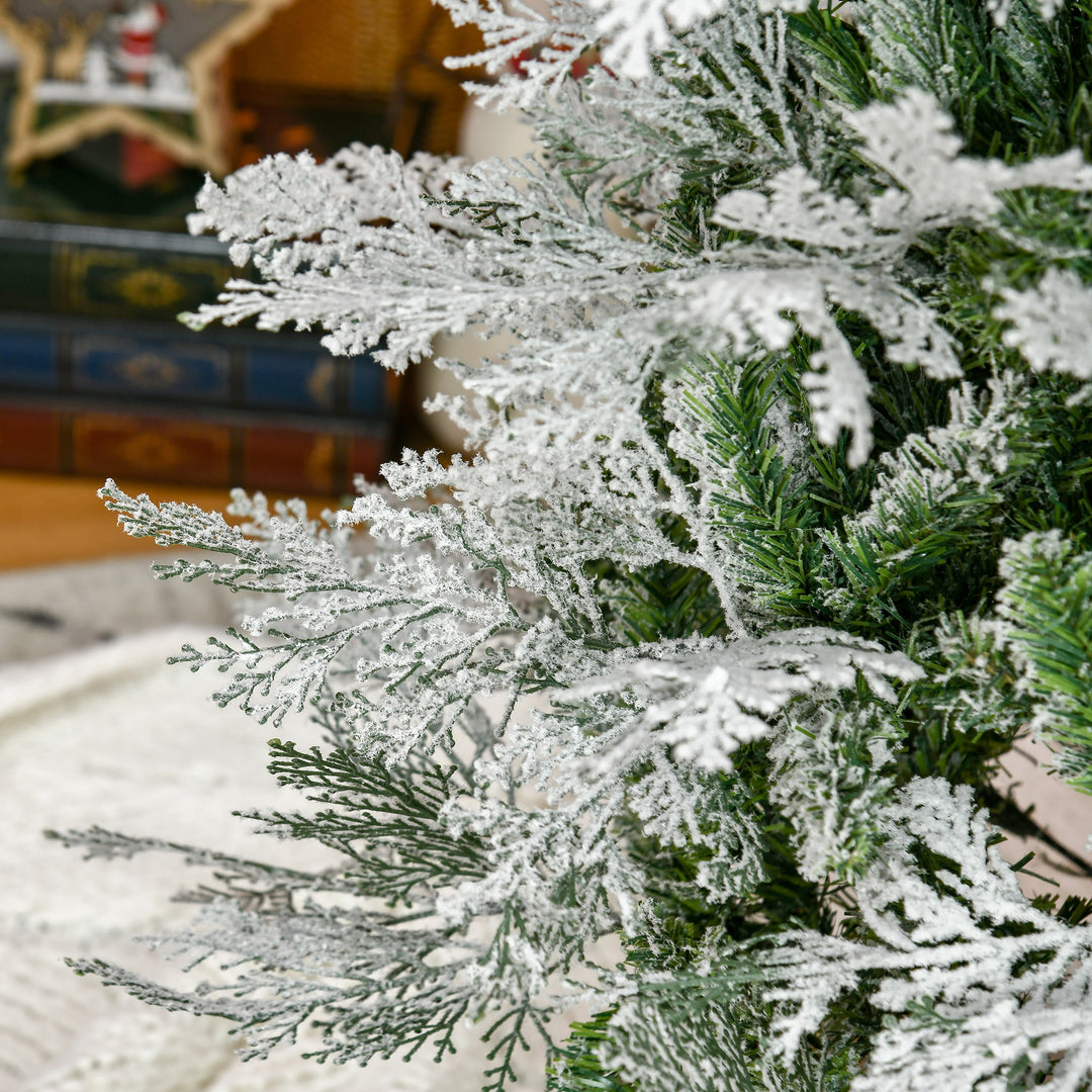 Pencil Snow Flocked Artificial Christmas Tree with Realistic Cypress Branches