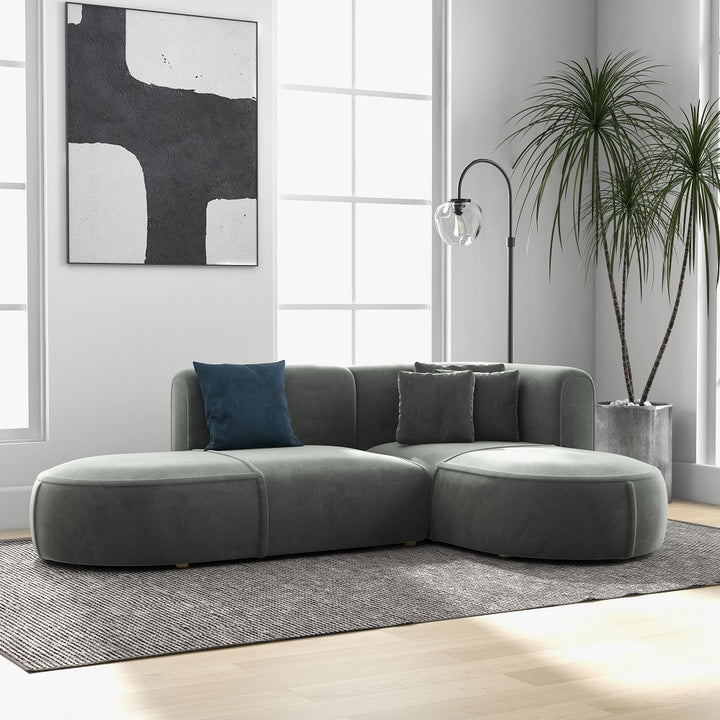 2650mm L-Shaped Sectional Corner Modern Modular Sofa with Pillows in Grey