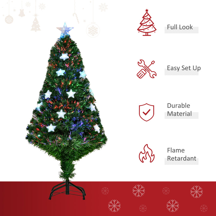 4ft 120cm Fiber Optic Xmas Tree Artificial Christmas Tree W/ Stars