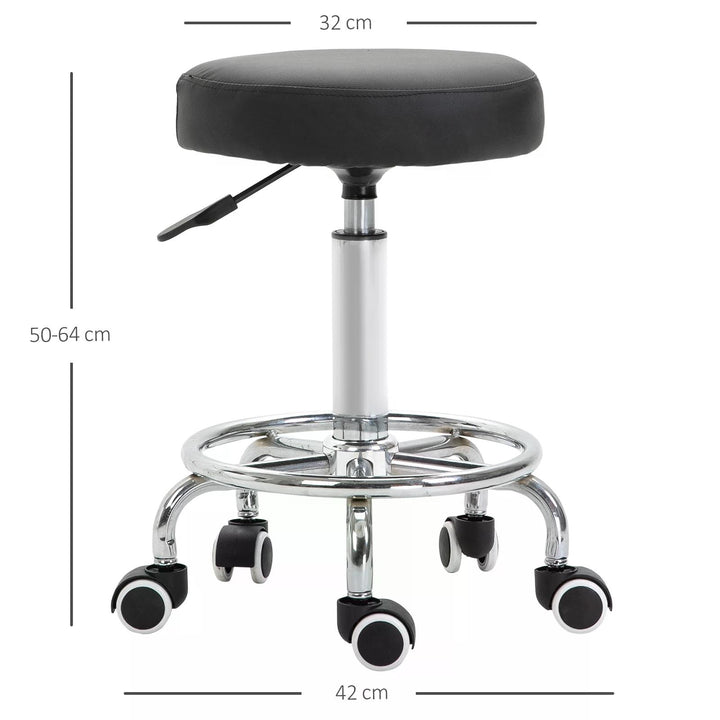 PU Leather Height Adjustable Swivel Salon Stool Black