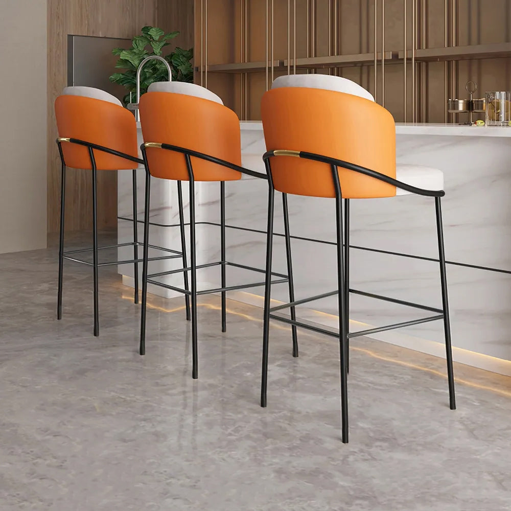 Linenic Modern PU Leather Breakfast Bar Stool with Back Bar Height Stool with Footrest