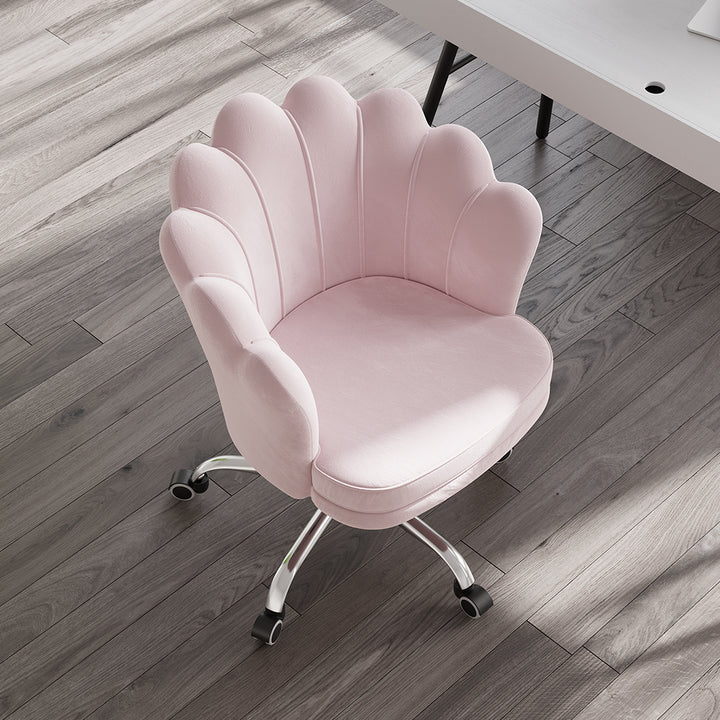 Modern Pink Velvet Ergonomic Swivel Office Chair Height Adjustable with Wheels