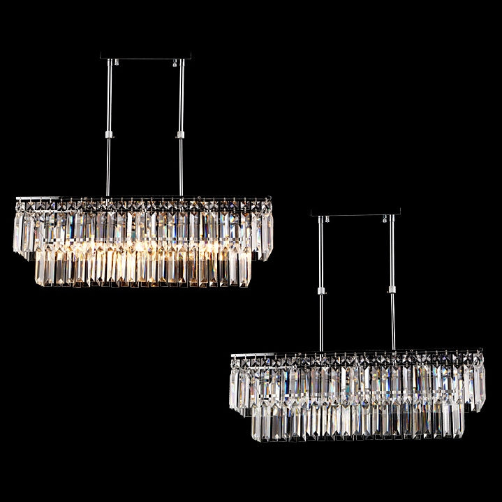 Luxury Radiant Prismatic Clear Crystal 3-Light Pendant Light in Chrome