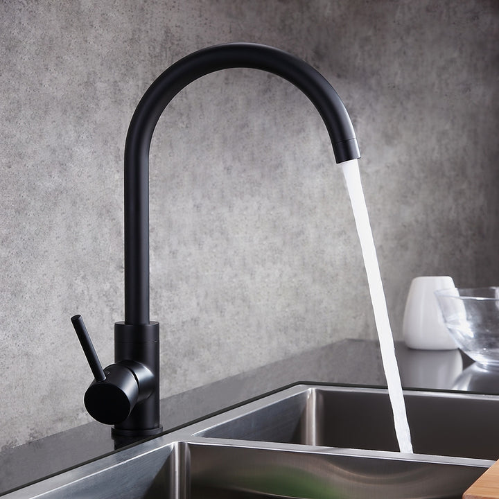 Brewst Gooseneck Single Lever Handle Monobloc Matte Black Kitchen Sink Tap Solid Brass