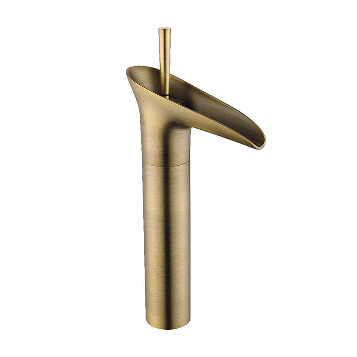 Ashfie Classic Monobloc Single Lever Handle Countertop Basin Waterfall Tap Solid Brass