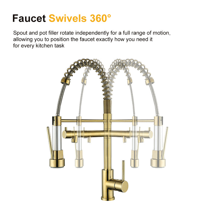 Brewst Luxury Pull Out Sprayer Double Spout Kitchen Mixer Tap Monobloc Solid Brass