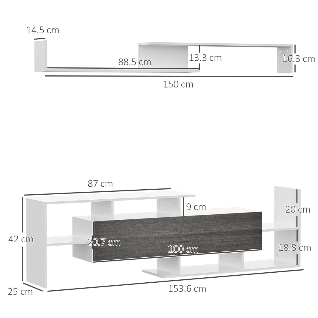 TV Unit with Storage for Wall-Mounted 65" or 50" TVs