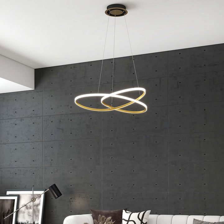 Minimalist Gold Circle Pendant Light LED Ceiling Light Adjustable Height