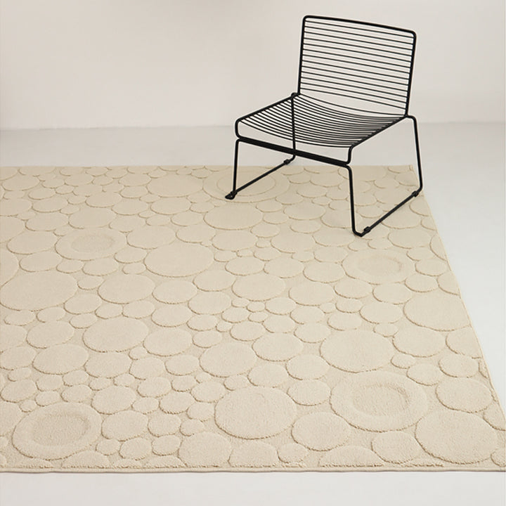 1500mm x 2400mm Modern Cream Textured Area Rug Embossed Bubble Rug Living Room Bedroom