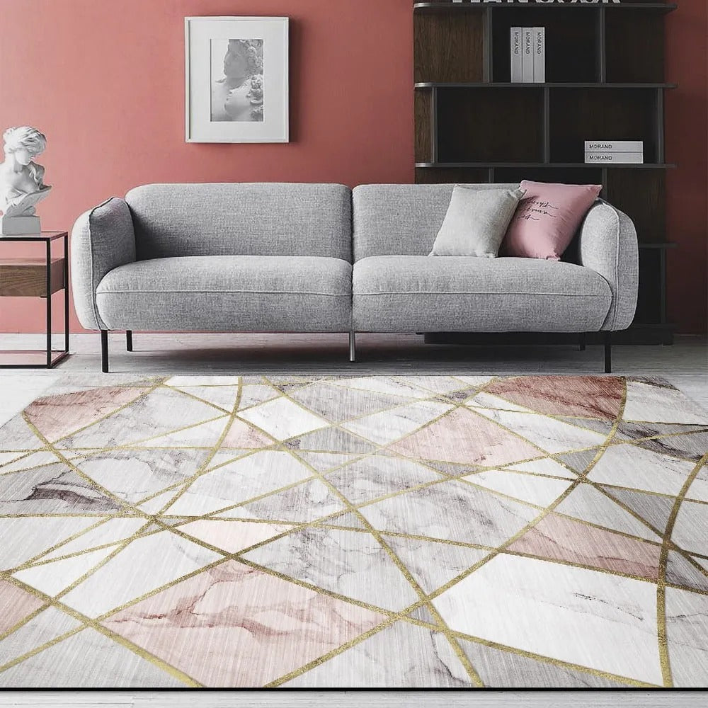 Pink Abstract Modern Rectangle Rug Indoor Area Rug 2300mm x 1600mm