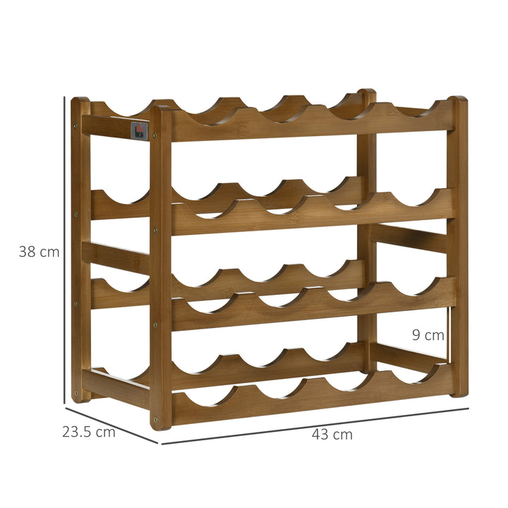 Free Standing Bamboo Wine Rack with 16 Bottles Holder