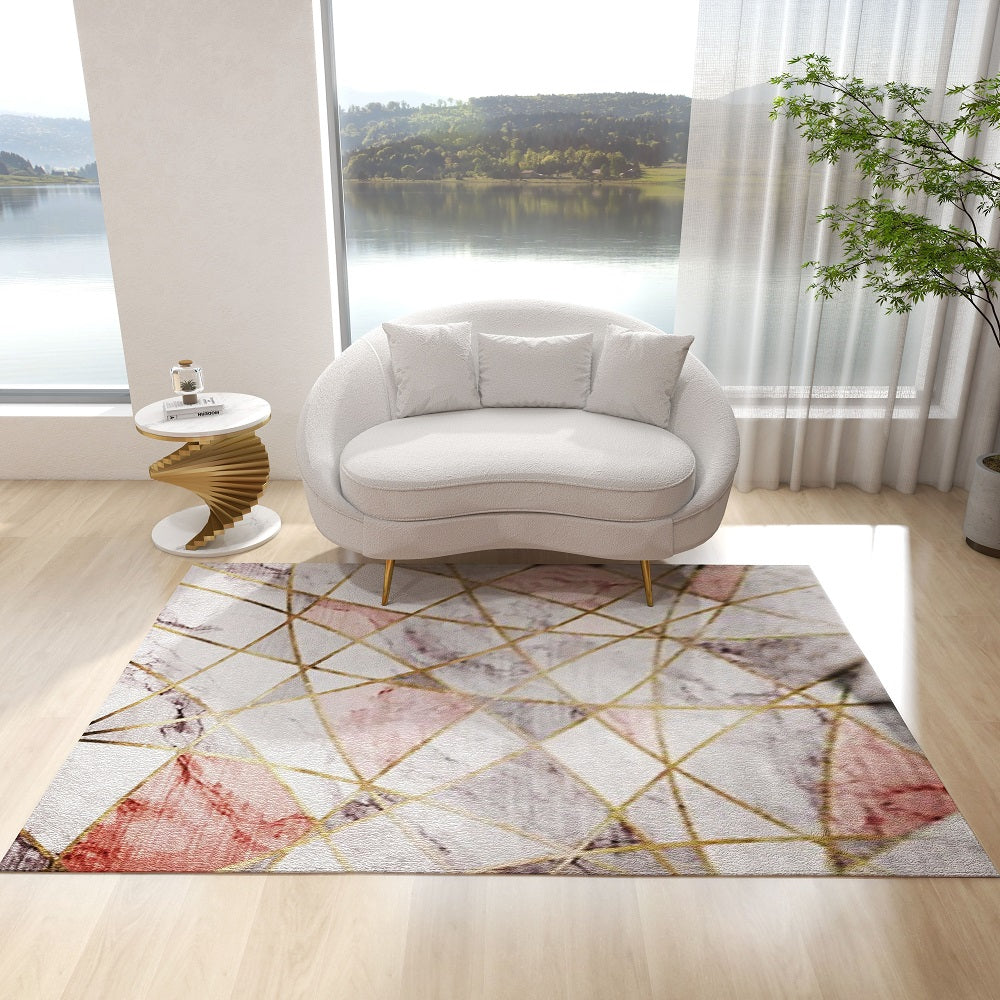 Pink Abstract Modern Rectangle Rug Indoor Area Rug 2300mm x 1600mm