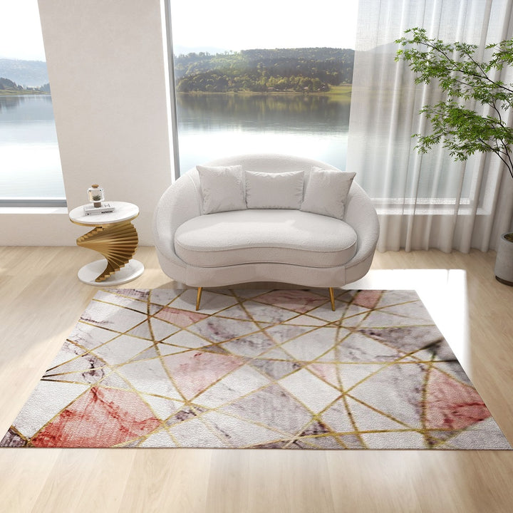 Pink Abstract Modern Rectangle Rug Indoor Area Rug 2300mm x 1600mm