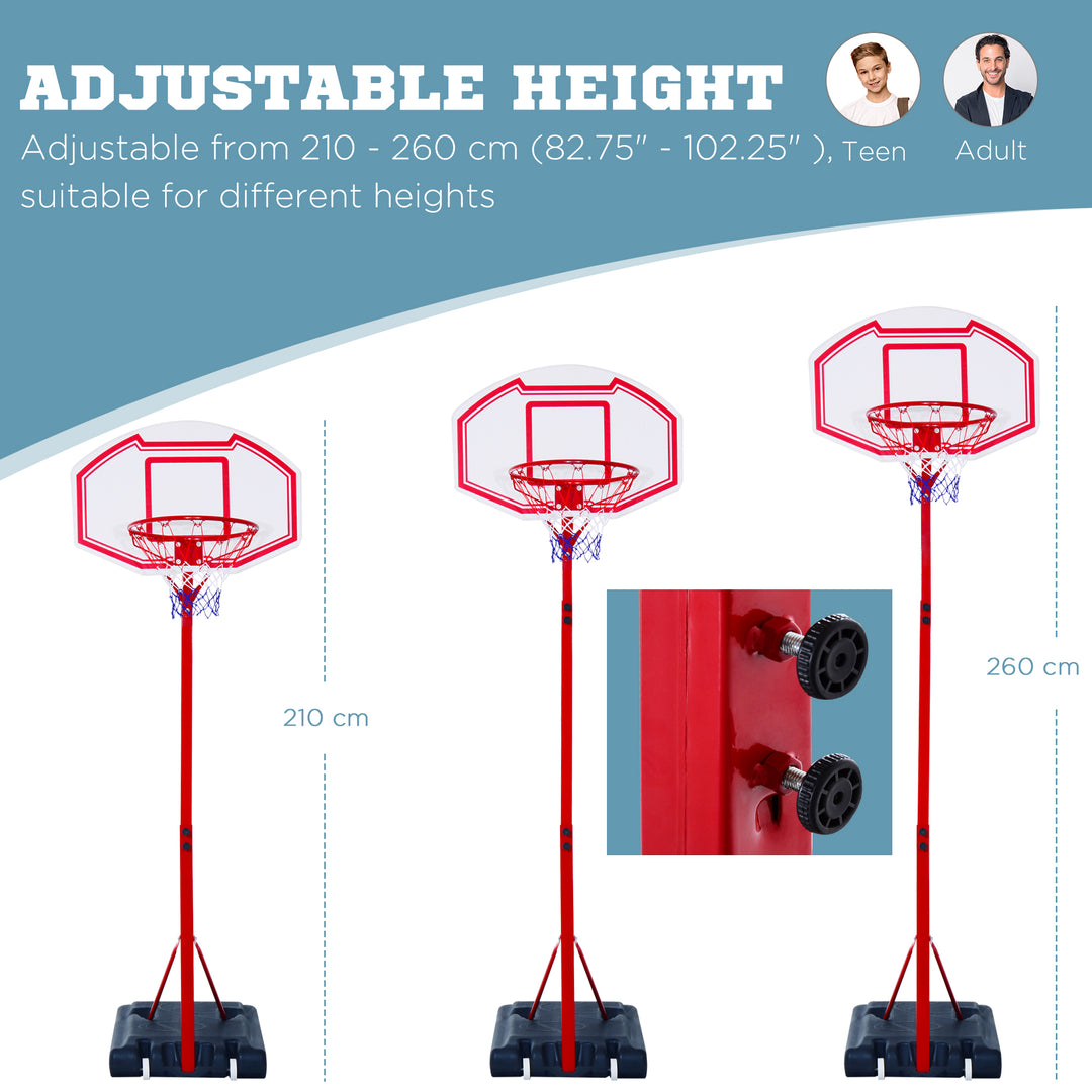 Steel Basketball Stand Height Adjustable Hoop Backboard Red