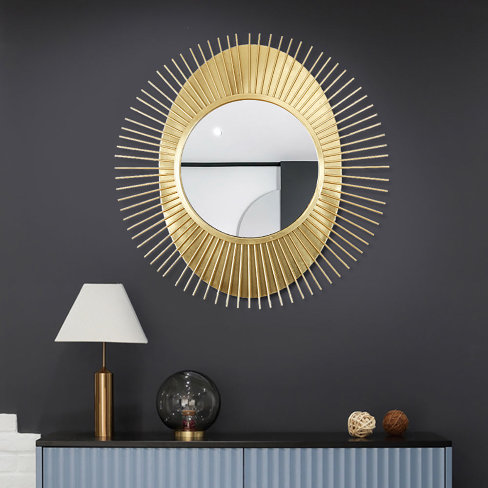 915mm Luxury Creative Sunburst Gold Metal Wall Mirror Home Decor for Living Room