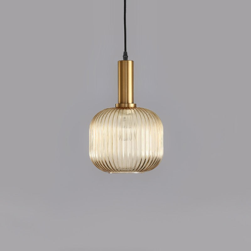 Minimalist Stylish 1-Light Gold Metal Lantern-Shaped Pendant Light Style A