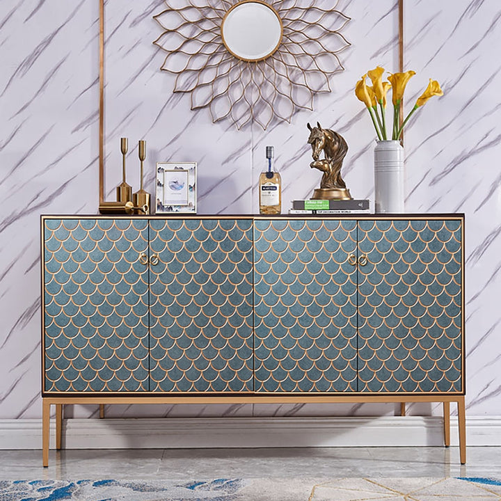 Modern Cabinet Scale Patterned Sideboard Buffet with Doors & Shelves in Large