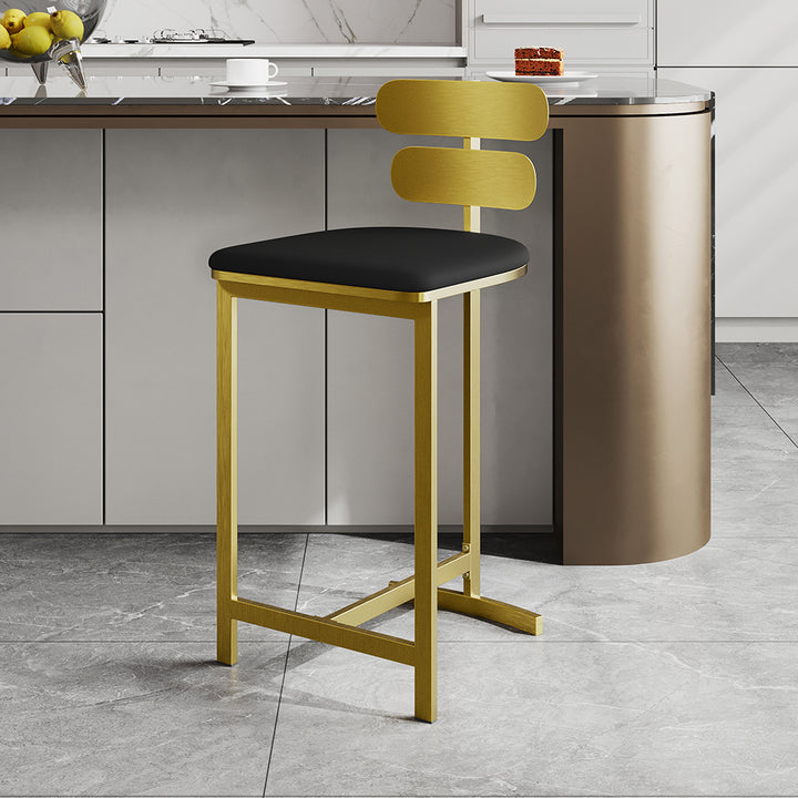 Modern 4-Piece PU Leather Black Counter Stools with Back Breakfast Kitchen Counter Stool