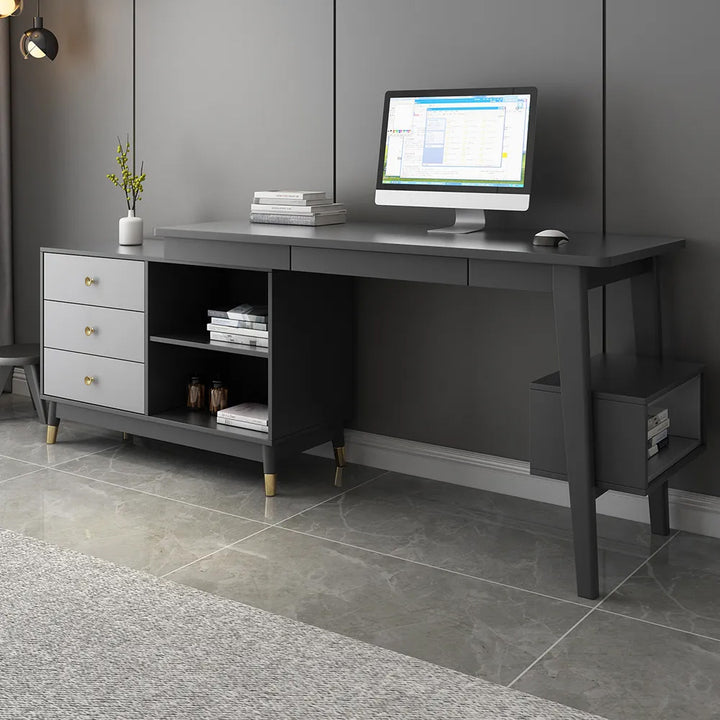 Ultic Gary L Shaped Home Office Desk Desk with Storage Drawers & Shelf Computer Desk (1200mm)