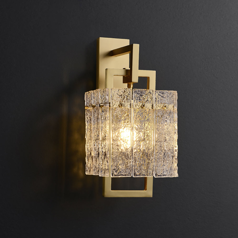 Jewell Modern 1-Light Brass Decorative Wall Sconce with Water-ripple Glass Shade