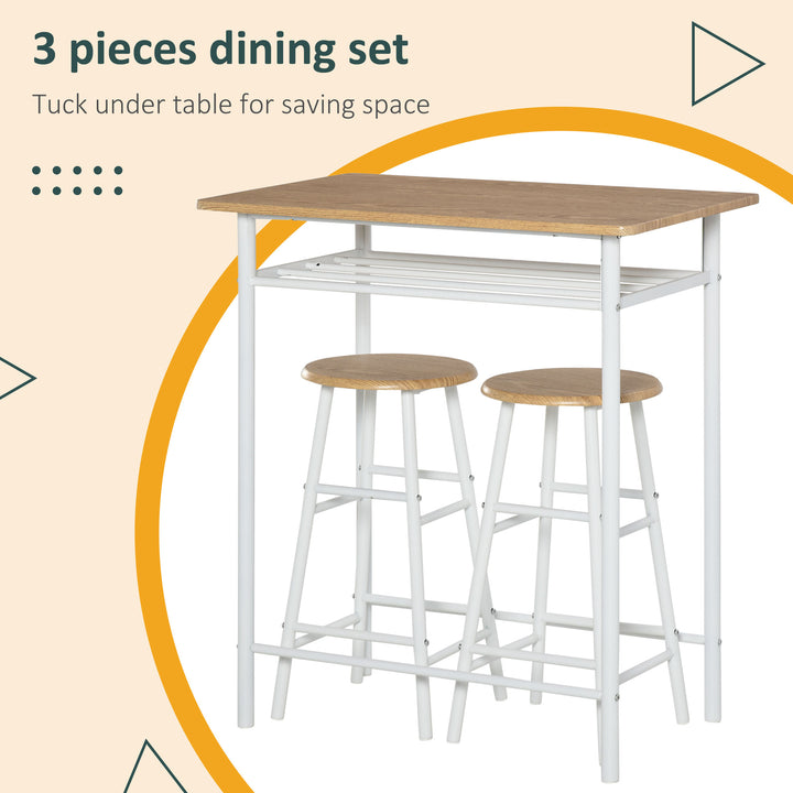 Bar Table and Stools w/ Metal Frame Footrest