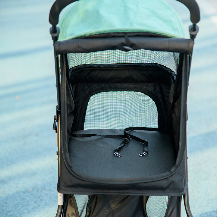 Lightweight Foldable Pet Stroller with Protective Rain Cover for Extra Small and Small Dogs