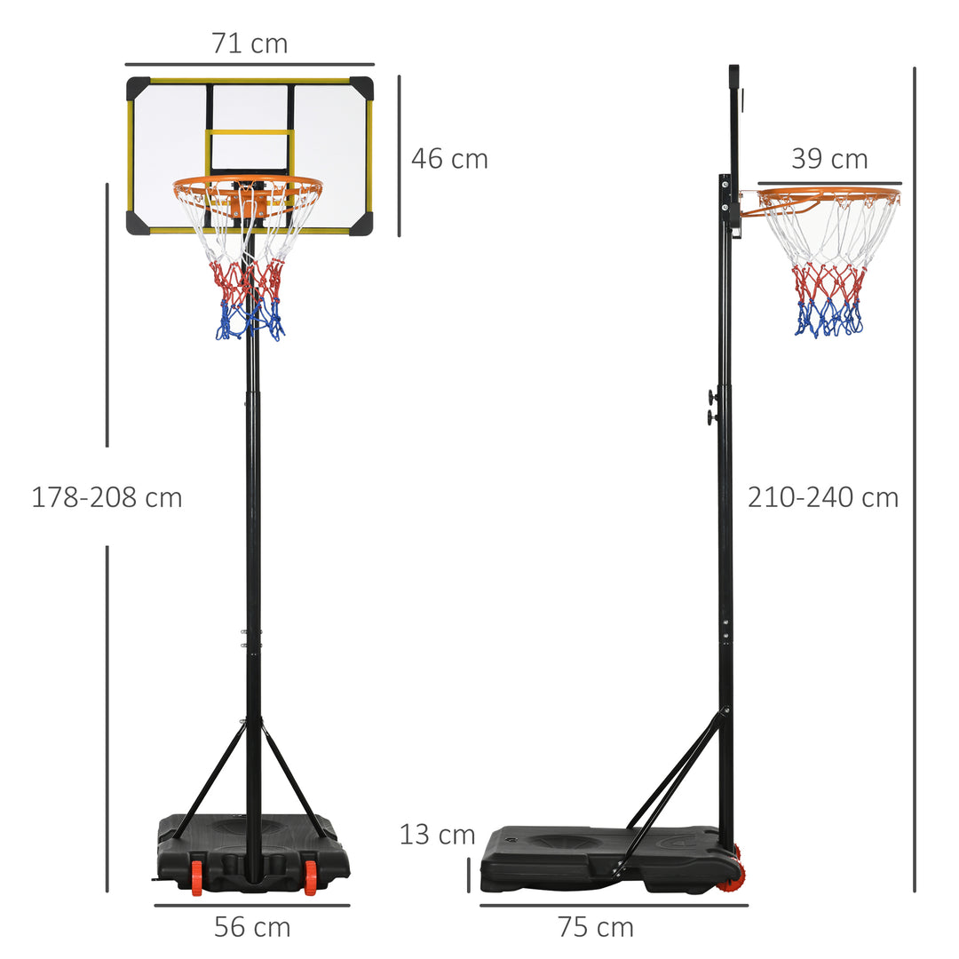 Height Adjustable Basketball Hoop and Stand with Firm Backboard and Weighted Base