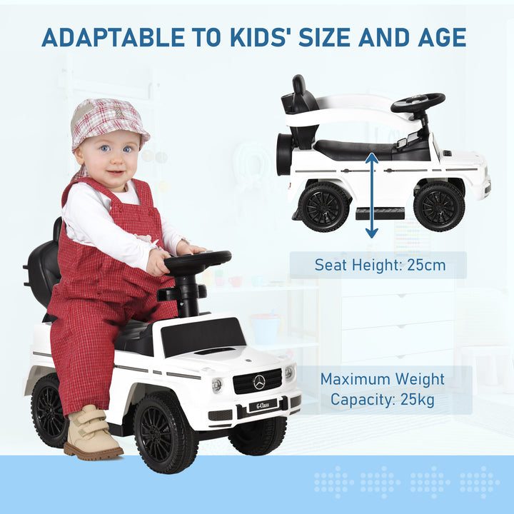 Mercedes-Benz G350 Ride-On Push Along Car Sliding Walker Foot to Floor Slider Stroller Toddler Vehicle with Wheel White